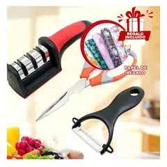 GENERICO - Pack6 Kit de Pelador Tijera y Afilador Y+Papel de Regalo