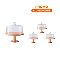 GENERICO - Pack4 Porta CupCake y Tortas de Madera 28 cm