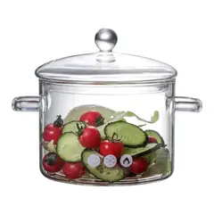 GENERICO - Pack2 Olla Caserola con Tapa de Borosiliocato 1500ML