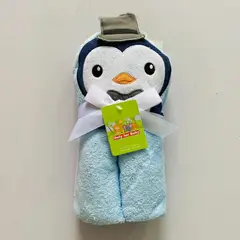 GENERICO - Toalla de Baño Para Bebé Con Capucha Pingüino Celeste