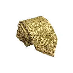 CHRISTIAN ARMAND - Corbata Floral Marrón y Dorado Jacquard