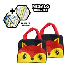 GENERICO - Pack12 Bolso Comida y Bebidas Zorro Negro Y+Papel de Regalo
