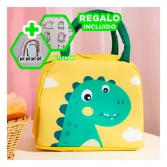 GENERICO - Lonchera de Poliester Dinosaurio Amarillo Y+Regalo Stickers