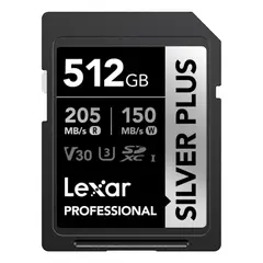 LEXAR - Memoria Sd Silver Plus 512Gb Sdxc Uhs-I - Alta Velocidad Y Gran Capacidad Para Tus D