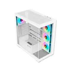 ANTRYX - Caja Mid Tower Fx-750 Argb Blanca Con Iluminación Rgb Y Diseño Elegante Para Pc Gam