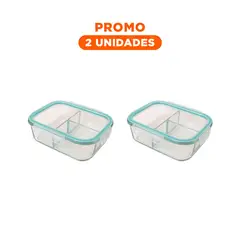 RYBIU IMPORT - Pack2 Taper con Divisor para Almacenar Comida Linea Celeste