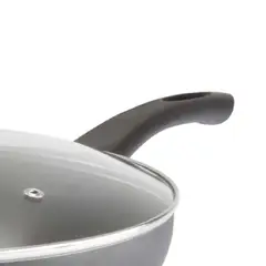 RECORD - Sartén Wok Antiadherente 30 cm Tapa de Vidrio