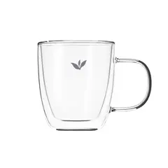 GENERICO - Pack2 Taza Vidrio con Diseño de Hojitas para Bebidas 250ml