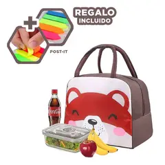 GENERICO - Pack6 Lonchera Termica Niños Oso Marr Y+Banderitas Adhesivas