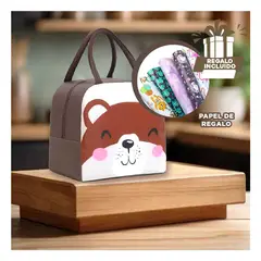 GENERICO - Pack12 Bolso Comida y Bebidas Oso Marron Y+Papel de Regalo