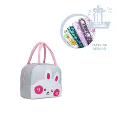 GENERICO - Lonchera Ligera Infantil Conejo Plomo Y+Papel de Regalo