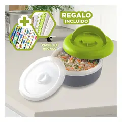 RYBIU IMPORT - Taper con Tapa Hermetica en Verde y Plomo Y+Papel de Regalo