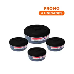 RYBIU IMPORT - Pack4 Envase Circular para Refrigerio en Negro y Plomo