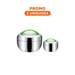 RYBIU IMPORT - Pack2 Taper de Comida para Viaje 1L en Verde y Plateado