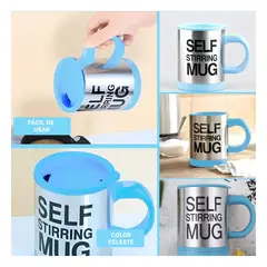 GENERICO - Pack4 Taza Mezcladora de 400ml Celeste Y+Regalo Stickers