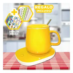GENERICO - Calentador Set Taza de Ceramica Amarillo Y+Papel de Regalo