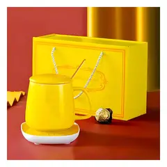 GENERICO - Pack2 Calentador Taza Amarillo Y+Banderitas Adhesivas