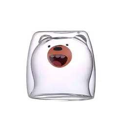 GENERICO - Vaso de Vidrio con Doble Capa y Diseño del Osito Pardo