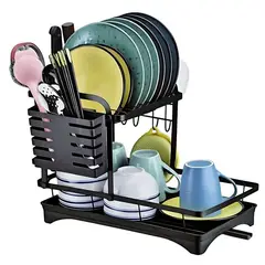 GENERICO - Escurridor de Platos Vasos 2 Niveles Acero al Carbono con Drenaje