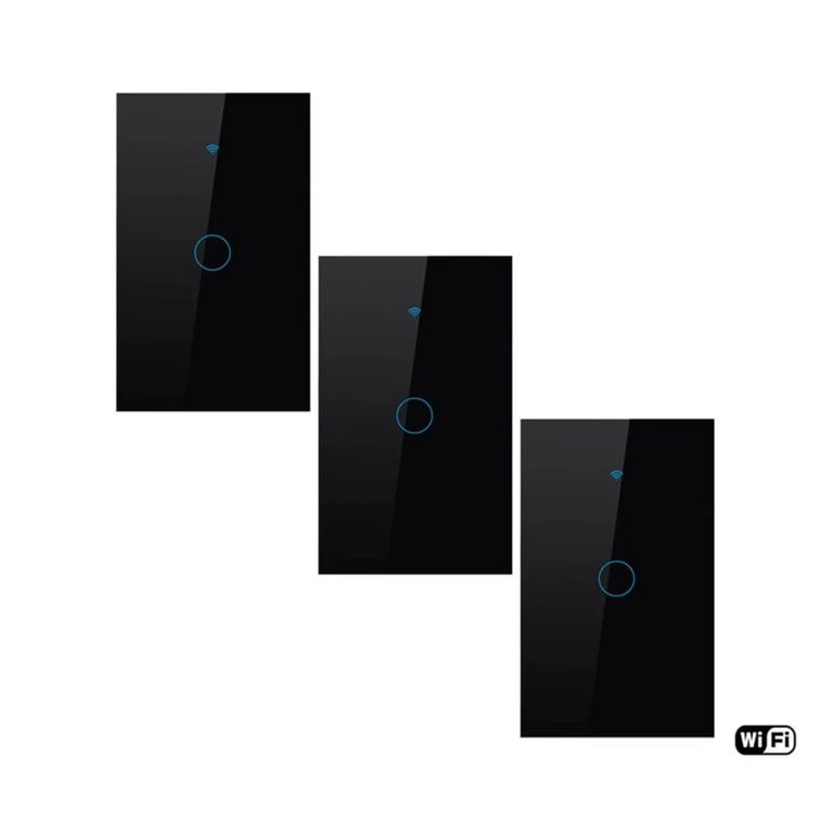 PACK X3 INTERRUPTOR SMART WIFI ALEXA GOOGLE 1 BOTÓN NEGRO