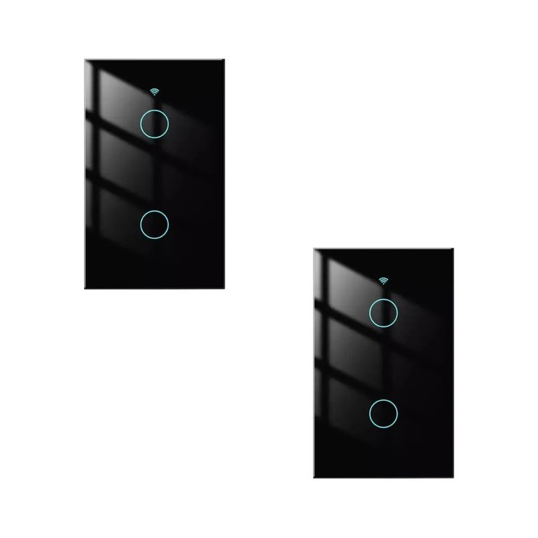 PACK X2 INTERRUPTOR SMART WIFI ALEXA GOOGLE 2 BOTONES NEGRO