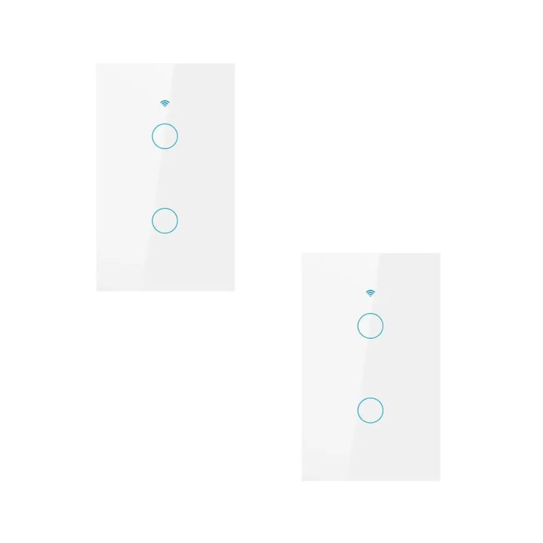 PACK X2 INTERRUPTOR SMART WIFI ALEXA GOOGLE 2 BOTONES BLANCO