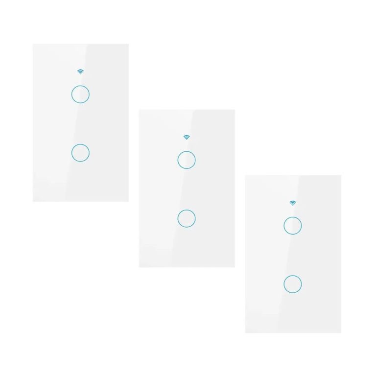 PACK X3 INTERRUPTOR SMART WIFI ALEXA GOOGLE 2 BOTONES BLANCO