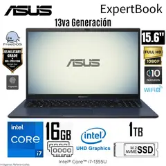 ASUS - Laptop ExpertBook B1502CVA-NJ1091 Intel Core i7-1355U 16GB RAM 1TB SSD 15.6" FHD Free Dos