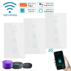 GENERICO - PACK X3 INTERRUPTOR INTELIGENTE WIFI ALEXA GOOGLE 3 BOTONES BLANCO