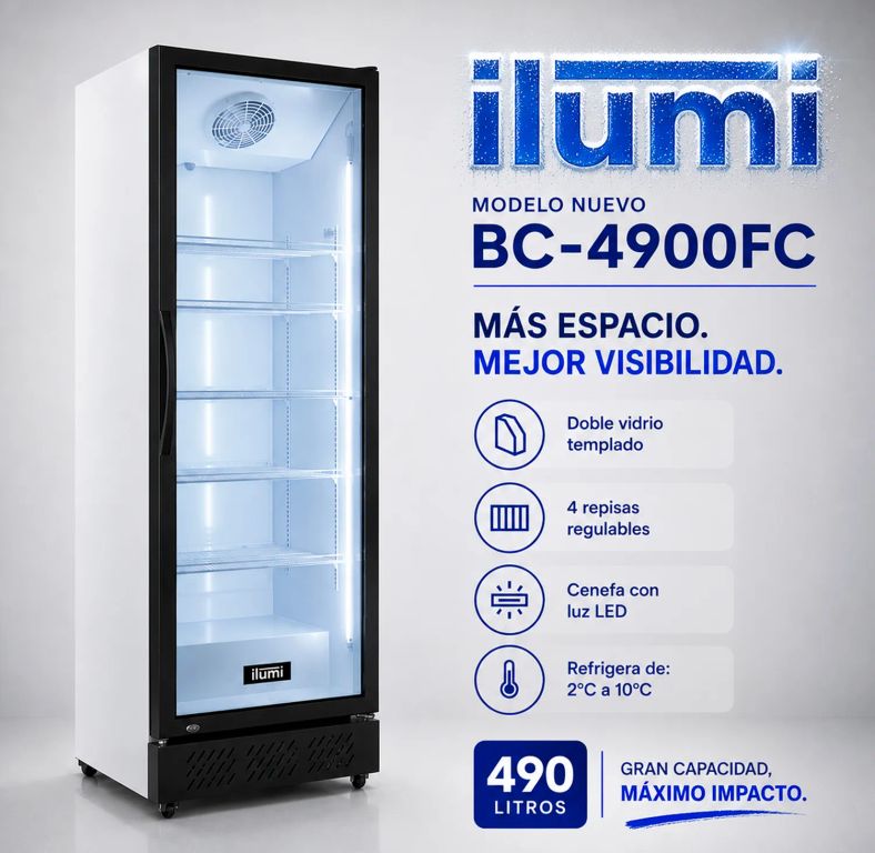 Exhibidor Vertical 490Lt 1 Puerta de Vidrio BC-4900FC - Blanco