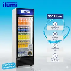 ILUMI - Exhibidor - Visicooler Vertical 350Lt 1 Puerta Vidrio BC-3500BK - Negro