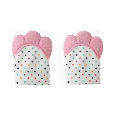 VATYERTY - Paquete de 2 Guantes Mordedor Para Bebés Estampado Lunares