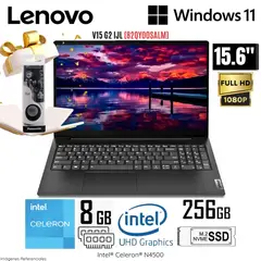 LENOVO - Laptop V15 G2 IJL Intel Celeron N4500 8GB RAM 256GB SSD 15.6" FHD 82QY00SALM + Regalo