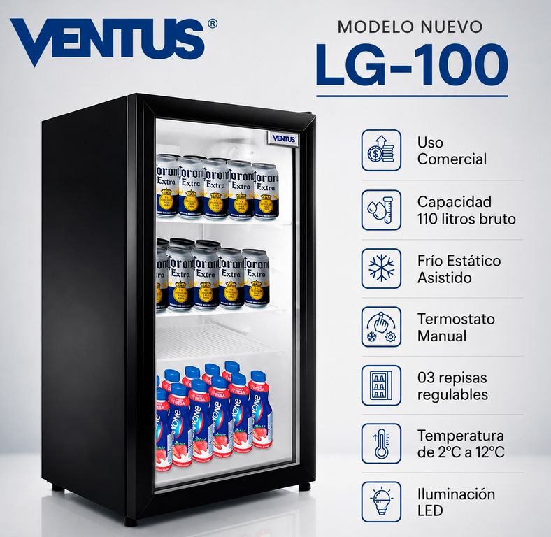 Exhibidor Vertical 1 Puerta 110Lt LG-100 - Negro