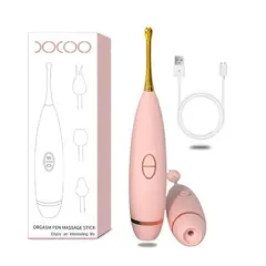 GENERICO - Vibrador 3 en 1 Tipo lápiz de 10 vibraciones succión graduable Rosado