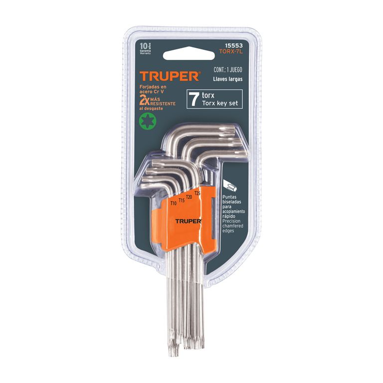 Juego de 7 llaves torx largas con organizador - 15553