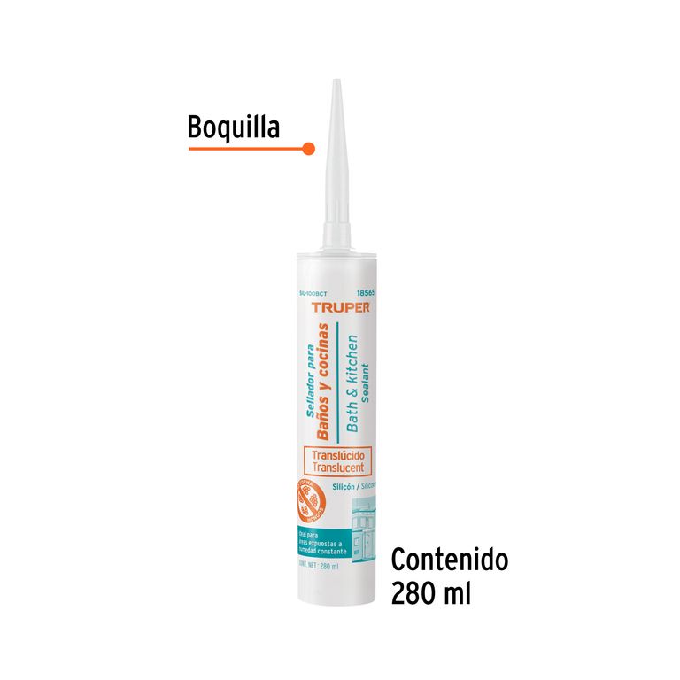 Silicona translúcida para baños y cocinas 280 ml - 18565