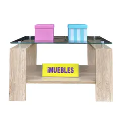 TEMEL - Mesa de Centro con Vidrio Color Damasco Modelo MISS - iMUEBLES