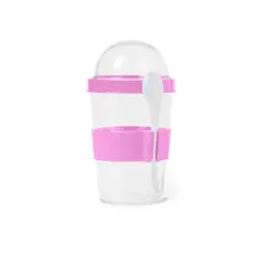 GENERICO - Vaso para Yogurt y Cereal 350ml con Cuchara en Rosado