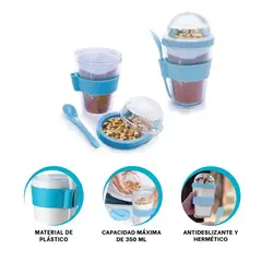 GENERICO - Pack4 Copa de Plastico de Granola para Desayuno Celeste