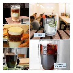 GENERICO - Pack4 Vaso Doble Capa Tomar Cafe Te 450ml Y+Regalo Agendita