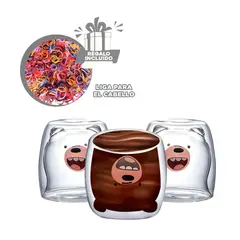 GENERICO - Pack4 Vaso Util y Decorativo Osito Pardo Y+Ligas de Regalo