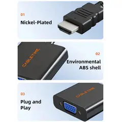 GENERICO - Adaptador de video 1080p HDMI Macho a VGA de video hembra