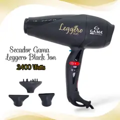 GAMA - Secadora de Cabello Leggero Black Ion 2400watts