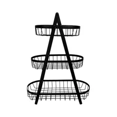 GENERICO - Pack2 Frutero con 3 Niveles en Negro Y+Papel de Regalo