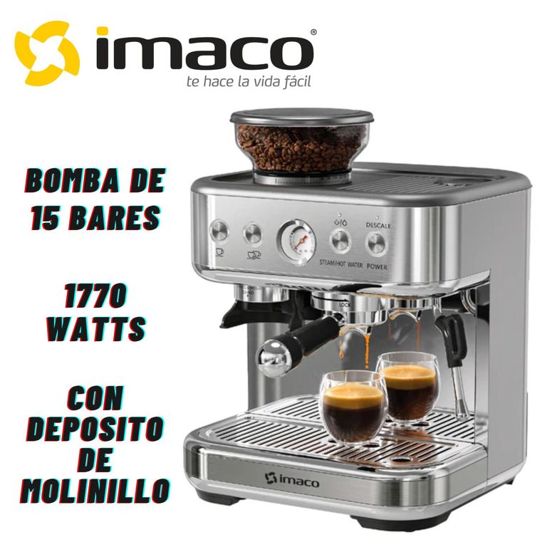 Cafetera Espresso IECMG1570 15 Bares Molinillo Cafe Acero Inox