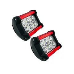 GENERICO - PAR BARRA ROBOT 6 LED CON FLASH CARCASA ROJO 18W 10-30V