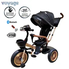 VOYAGE - Triciclo Asiento Giratorio GOLDEN con Tela UV Negro