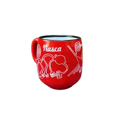 ACHALLAY ARTESANIA DE BARRO - Taza Líneas de Nasca Rojo 450 ml