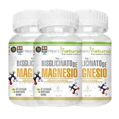 HEALTHNATURAL - PACK 3 BISGLICINATO DE MAGNESIO 1500MG